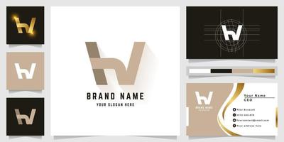 Letter hV or hW monogram logo with business card design vector