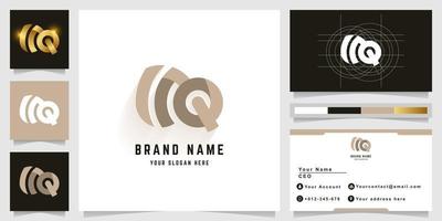 Letter MQ or NQ monogram logo with business card design vector