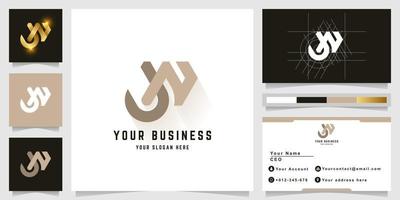 Letter JN or JW monogram logo with business card design vector