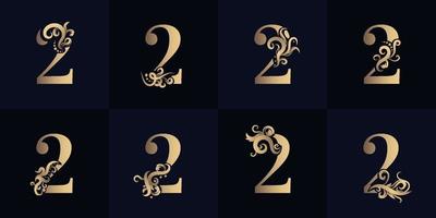 Collection number 2 logo with luxury ornament design vector