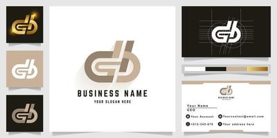 Letter db or dGb monogram logo with business card design vector