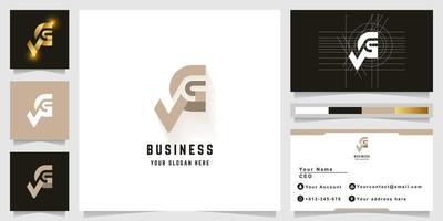 Letter VG or VC monogram logo with business card design vector