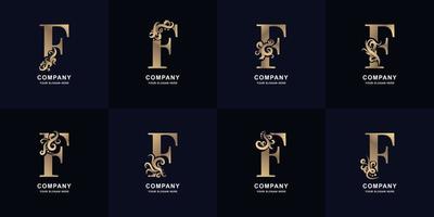 Collection letter F logo with luxury ornament design vector