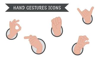 Set of different hand gesture icons Vector