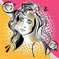 Isolated beauty woman sketch on comic page Vector