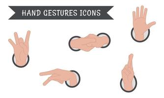 Set of different hand gesture icons Vector