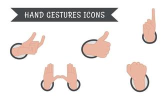 Set of different hand gesture icons Vector