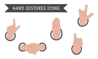 conjunto de diferentes iconos de gestos de mano vector