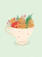 Isolated detailed christmas tea cup Vector