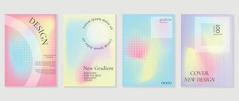 Abstract gradient Y2K style template cover vector set. Trendy gradient vibrant y2k color abstract geometric shape halftone background. Design for business card, fashion, commercial, banner, poster.