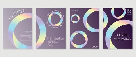 Abstract gradient Y2K style template cover vector set. Trendy gradient vibrant y2k color abstract glossy geometric shape background. Design for business card, fashion, commercial, banner, poster.