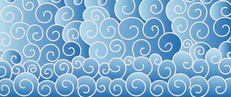 vector de patrón de onda japonés tradicional. arte de línea abstracto dibujado a mano ola oceánica oriental, nubes, estilo de viento. ilustración de diseño de arte para estampados, telas, afiches, decoración del hogar y papel tapiz.