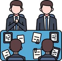 Meeting Room Online teamwork presentation office business Element illustration Colored Outline vector