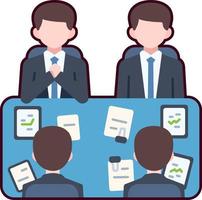 Meeting Room Online teamwork presentation office business Element illustration Flat with Black Sticker vector