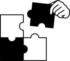 Jigsaw team successful business teamwork partnership Element illustration Semi-Solid Black and White vector