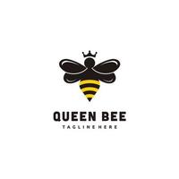 Queen Bee Flat Logo Design. Vector Icon Illustration.