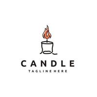 Luxury Elegant Candle Light Simple Linear Logo design icon vector