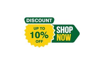 10 Percent SHOP NOW offer, clearance, promotion banner layout with sticker style. vector