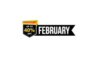 40 Percent FEBRUARY discount offer, clearance, promotion banner layout with sticker style. vector