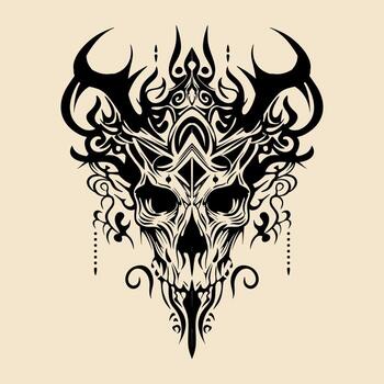 ilustración tribal del cráneo indio vector