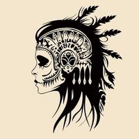 Indian warrior girl tribal Illustration vector