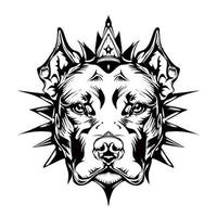 Angry Pitbull Drawing Silhouette Outline vector