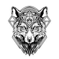 esquema lobo dibujo silueta lineart ilustración vector