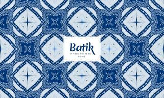 Batik Indonesian traditional decorative floral patterns Vector Blue