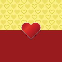 Vector illustration of Valentines day card with red heart on yellow background