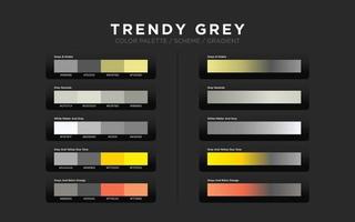 Grey color palettes, color schemes, color gradients. Set of modern web design color elements for graphic layout, website template, ui ux design. vector