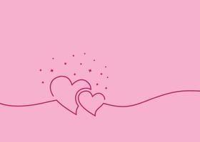 line art hearts with pink background and text space vector