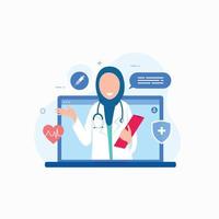 Online doctor consultation with medical application vector illustration