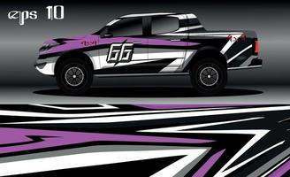 Racing car wrap design vector. Abstract graphic stripe racing background kit design for vehicle wrap, race car, rally, adventure and livery vector