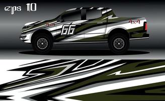 Racing car wrap design vector. Abstract graphic stripe racing background kit design for vehicle wrap, race car, rally, adventure and livery vector