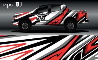 vector de diseño de envoltura de coche de carreras. diseño de kit de fondo de carreras de rayas gráficas abstractas para envoltura de vehículos, autos de carrera, rally, aventura y librea