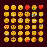 Big set of emoticon  icons. Cartoon emoji set. Vector emoticon set
