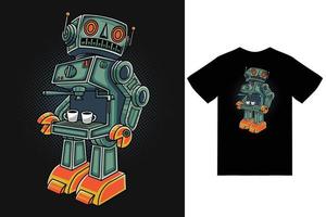 ilustración de máquina de café robot con diseño de camiseta vector premium