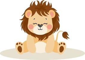 Cute happy lion sitting isolated vector