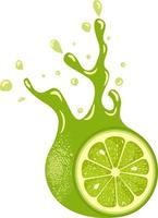 Green lemon splash juice isolated vector