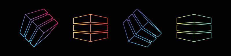 Countour of cube form set. Gradient vector