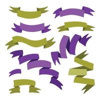 Ribbon set. Green and purple ribbons. Ideal for illustrations, design and decoration vector
