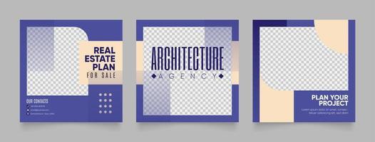 social media template banner house architecture service promotion vector