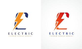 logotipo de letra c con diseño de vector de rayo trueno. Ilustración de vector de logotipo de letra c de perno eléctrico.