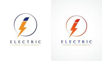 logotipo de letra i con diseño de vector de rayo trueno. Ilustración de vector de logotipo de letra i de perno eléctrico.