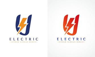 V Letter Logo With Lightning Thunder Bolt Vector Design. Electric Bolt Letter V Logo Vector Illustration.