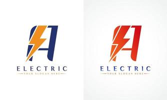 un logotipo de letra con un diseño vectorial de relámpago. Ilustración de vector de logotipo de letra de perno eléctrico.