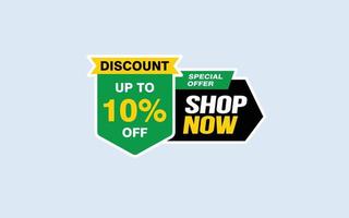 10 Percent SHOP NOW offer, clearance, promotion banner layout with sticker style. vector