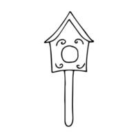 Cute wooden birdhouse. Wooden building for the care vector