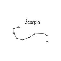 Constellation Scorpio. Black and white vector doodle