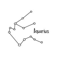 Aquarius constellation. Black and white vector doodle